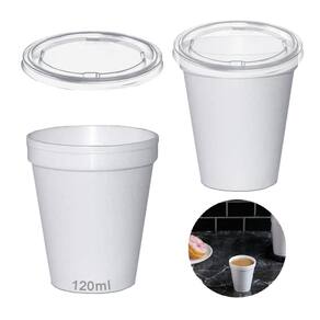 Copo Térmico Isopor 120Ml Tampa Plástica C/100 Cor Branco