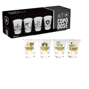 Kit 4 Copo Dose Shot 60Ml Tequila Pinga Cachaça Escudo Time