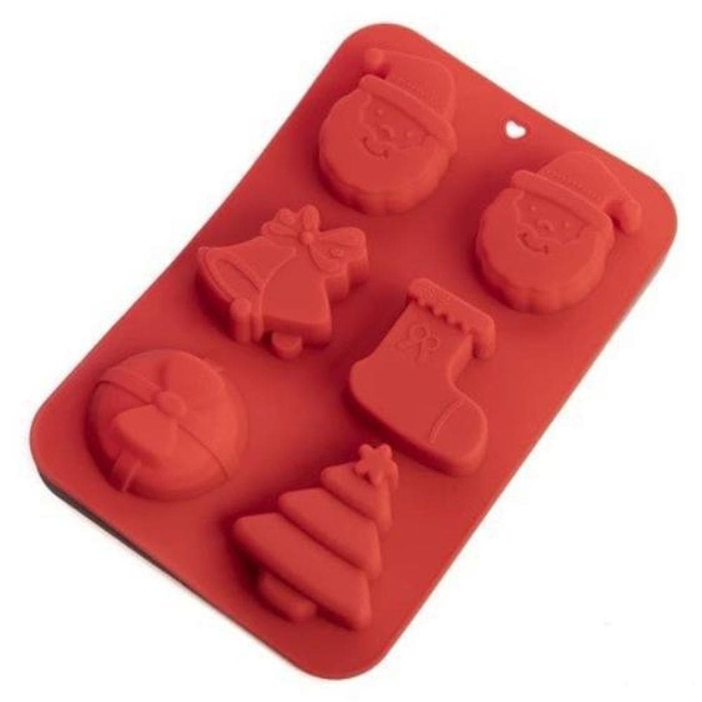 Forma Em Silicone Natal Vermelha Antiaderente