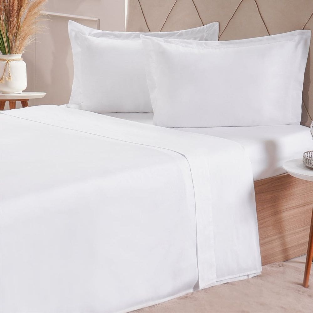 Jogo de Cama Queen 200 Fios Liso 4 Pçs 160x200x35