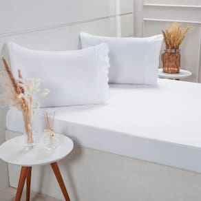 Jogo de Cama Queen Broderie 3 Pçs Bordado Inglês 158x198x35cm