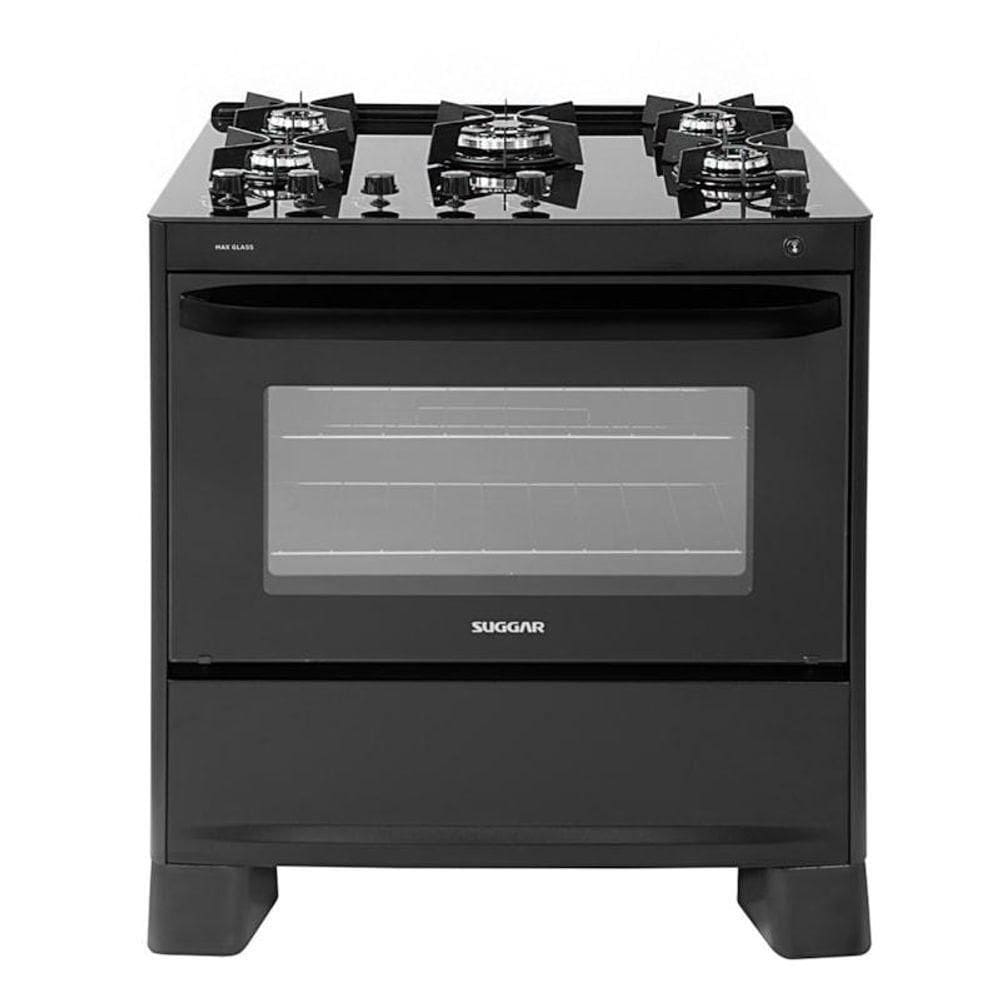 Fogão Max Glass 5 Queimadores Preto Bivolt FGVMG510PT Suggar Bivolt
