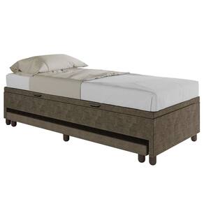 Bicama Box Baú Solteiro 88x188 cm Samy S05 Veludo Marrom - Mpozenato