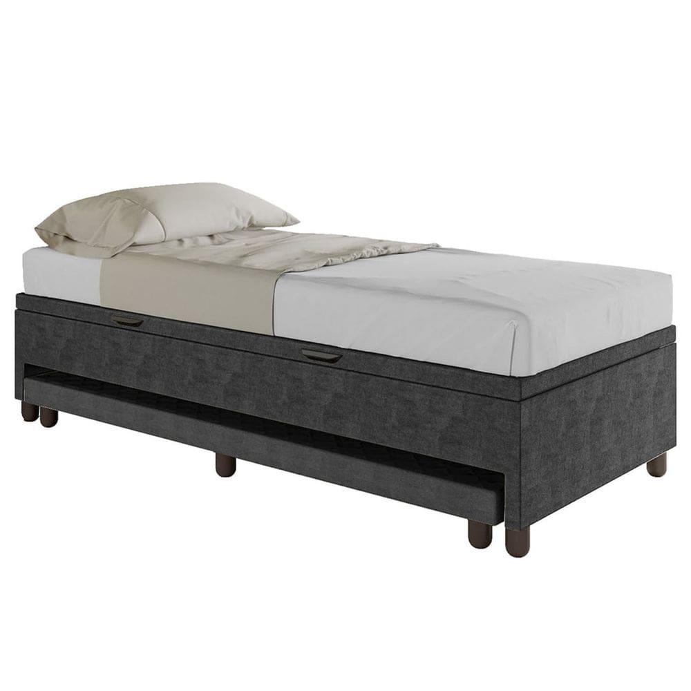 Bicama Box Baú Solteiro 88x188 cm Samy S05 Veludo Preto - Mpozenato