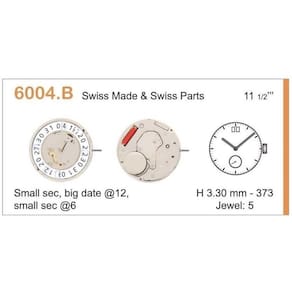 Máquina Para Relógio Pulso Ronda 6004B Calendário 12