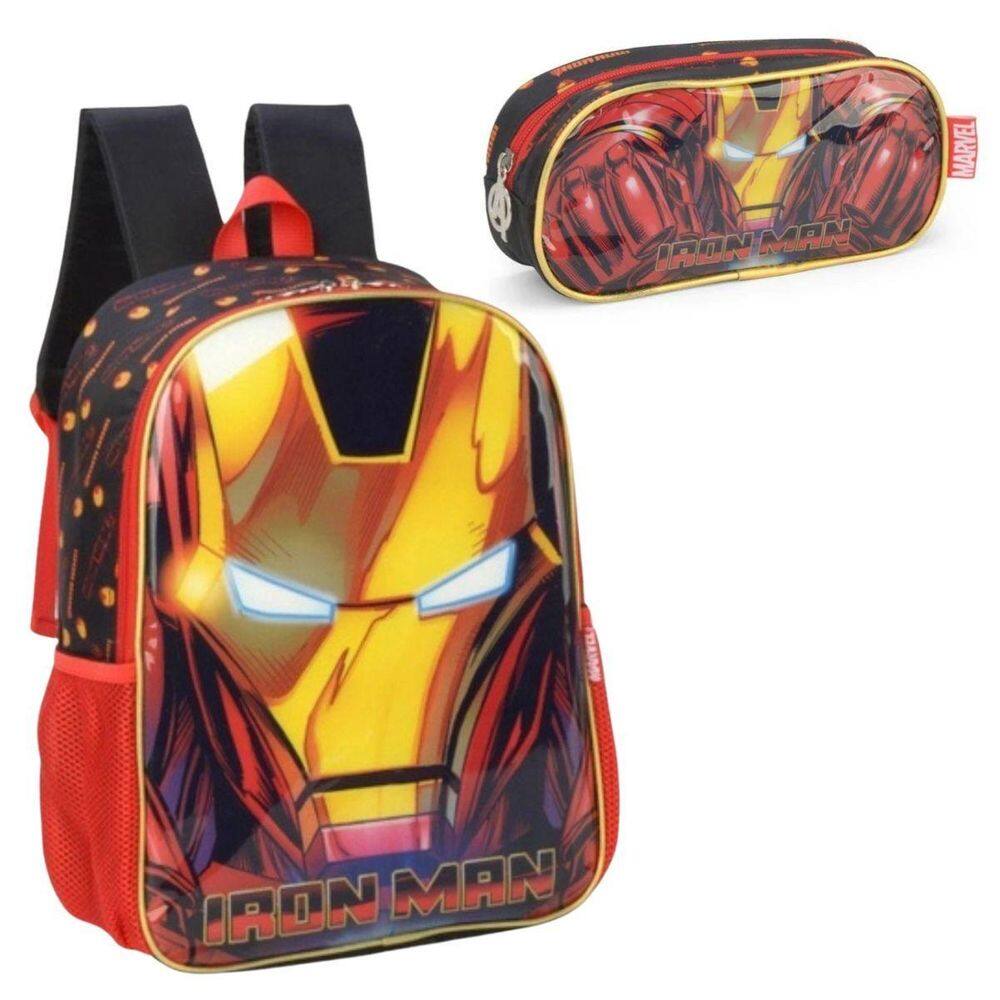 Kit Mochila Costas Homem De Ferro Estojo Vingadores Luxcel