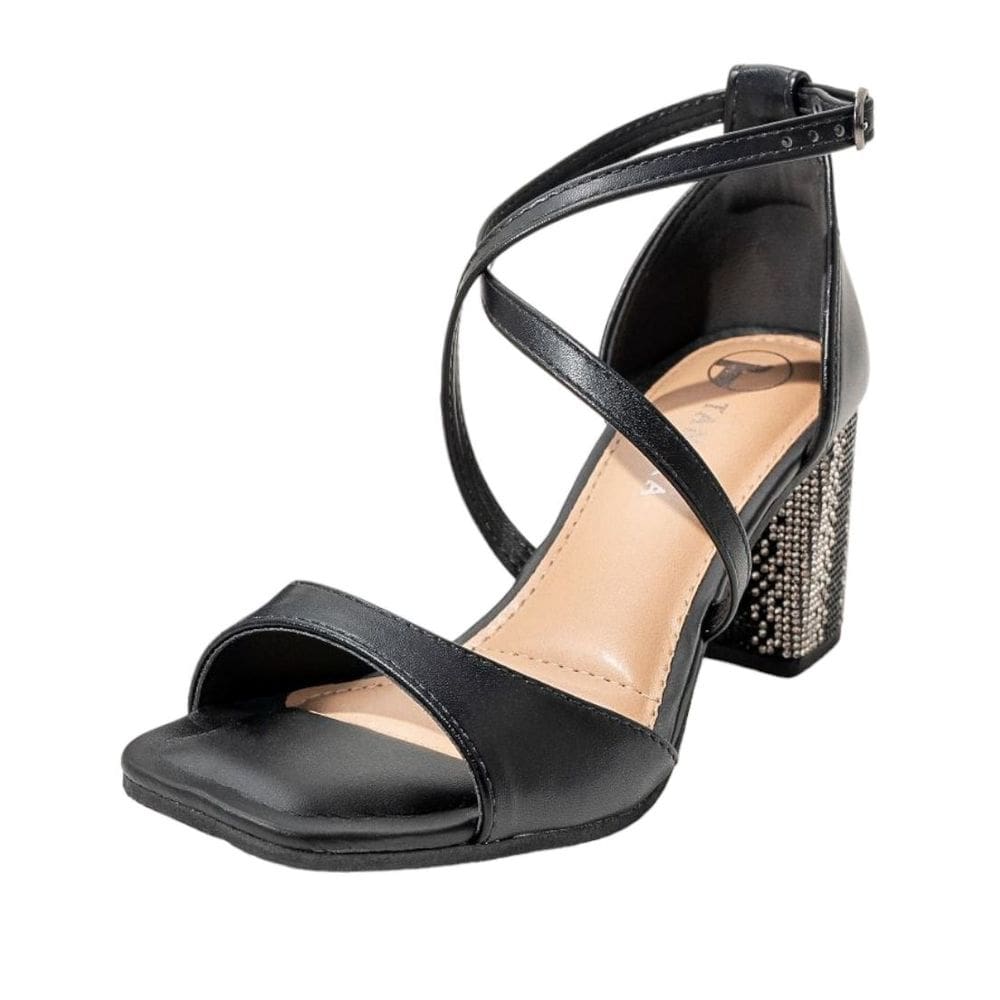 Sandalia Luxo Salto Bloco de Brilho Conforto Tanara T8114
