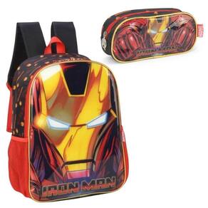 Kit Mochila Costas Homem De Ferro Estojo Vingadores Luxcel