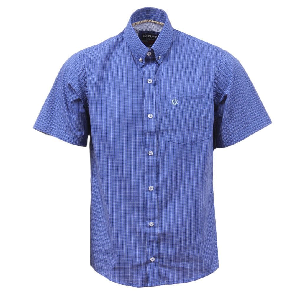 Camisa Masculina Manga Curta Xadrez Azul Tuff 37616