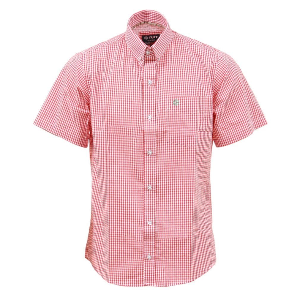Camisa Masculina Manga Curta Xadrez Vermelha Tuff 37618