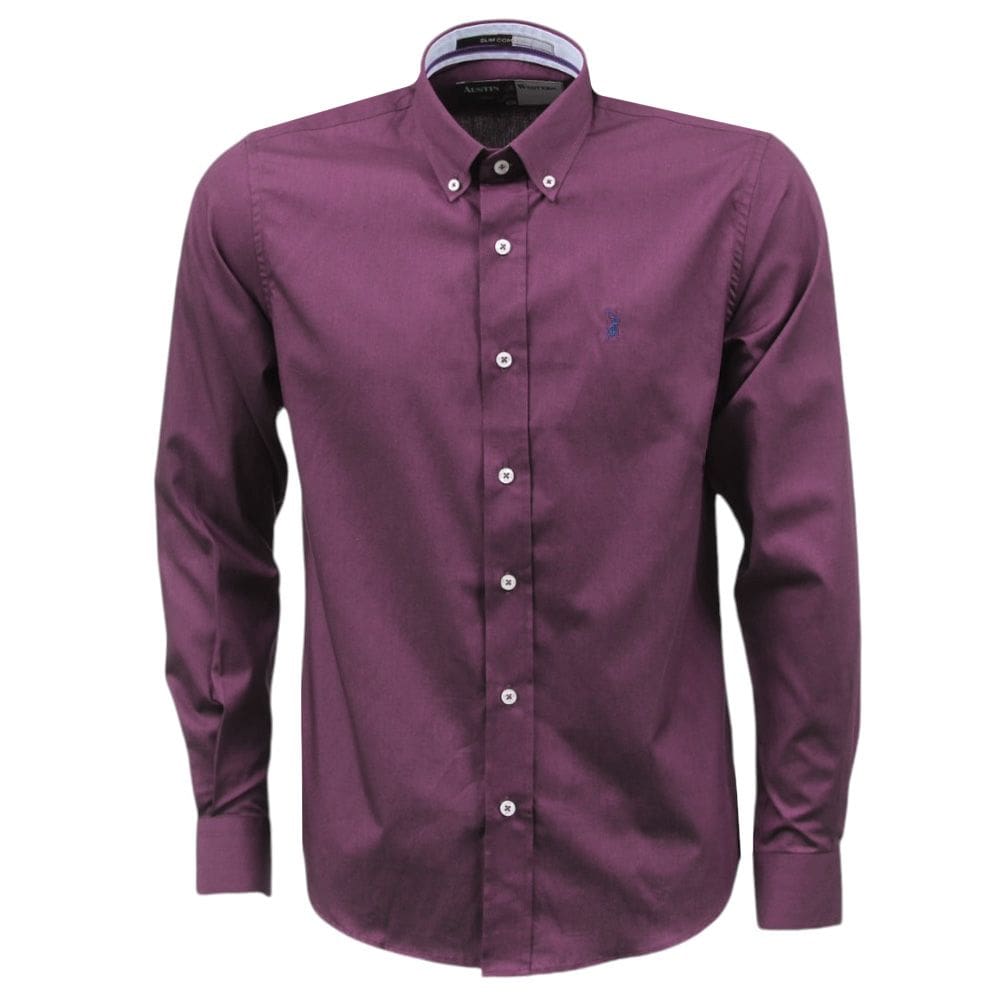 Camisa Masculina Liso Roxo Manga longa Austin 37328