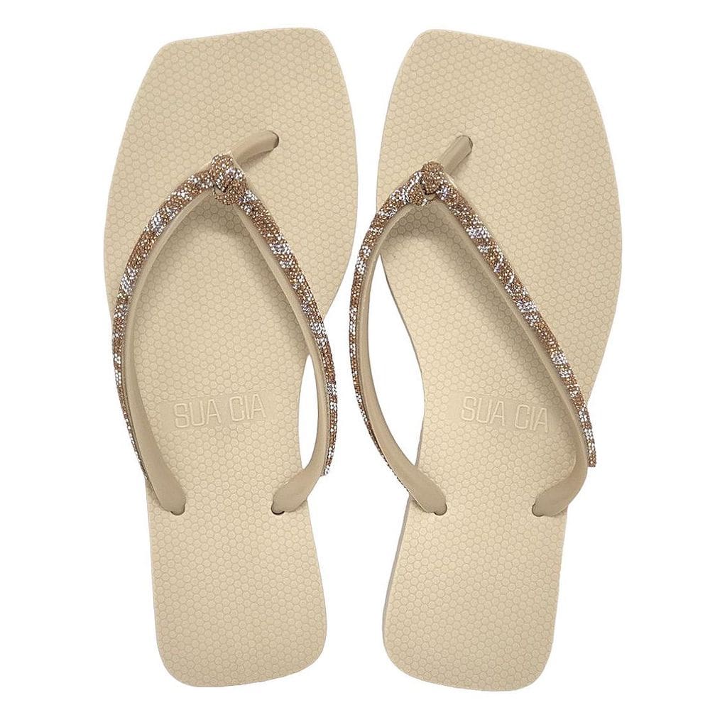 Chinelo de Dedo Feminino com Brilho Strass Sua Cia Diamond