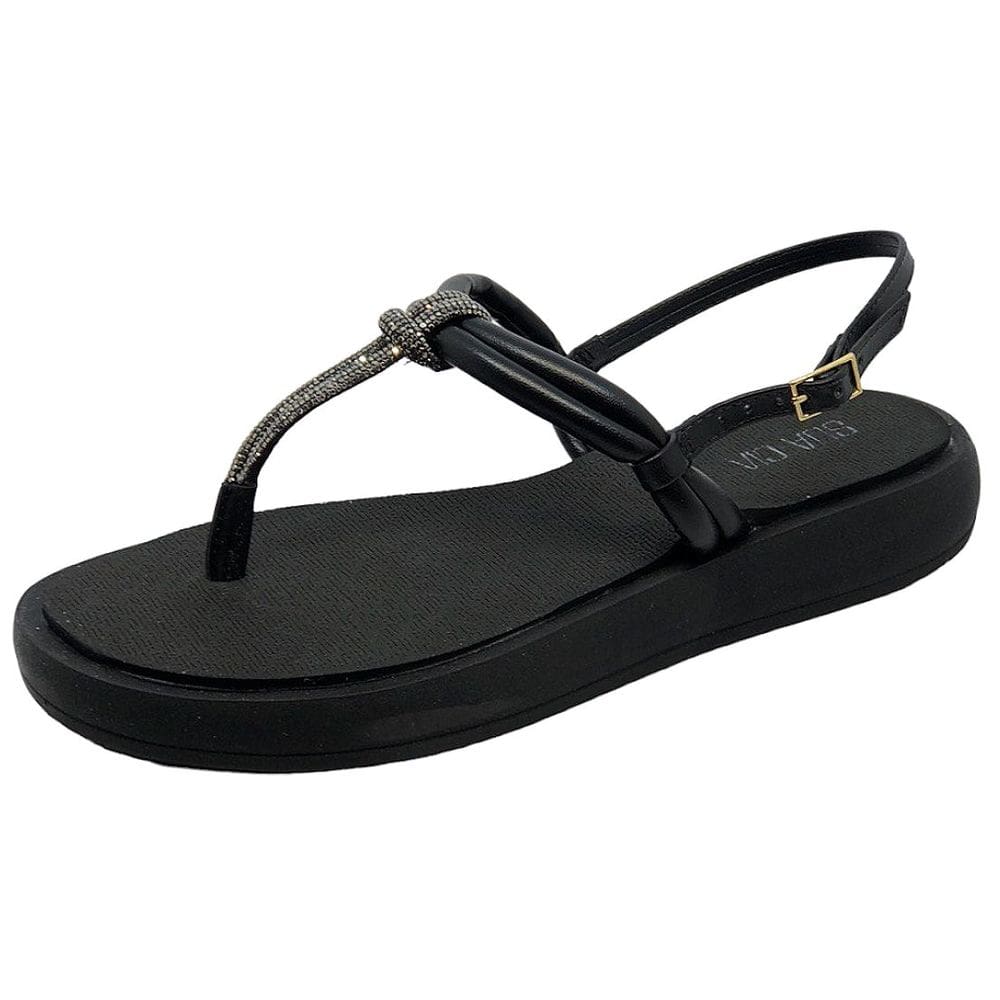 Sandalia de Dedo Feminina Flat Brilho Sua Cia 8344.15257