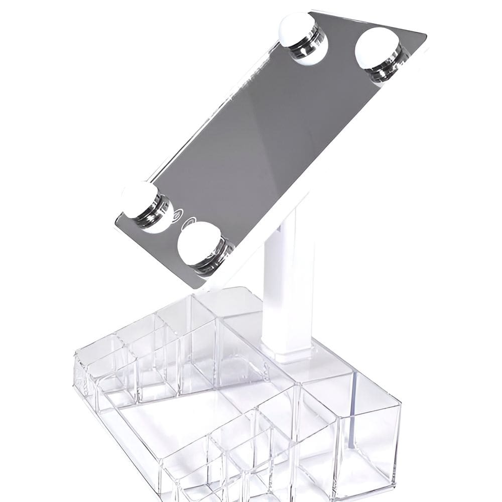 Espelho de Mesa Retrátil Porta Maquiagem Compartimentos