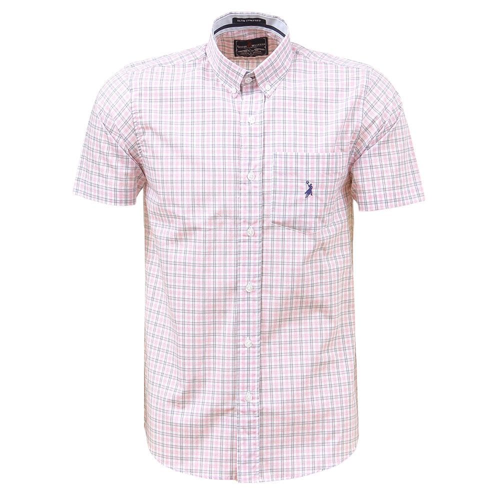 Camisa Xadrez Masculina Manga Curta Rosa Austin 37533