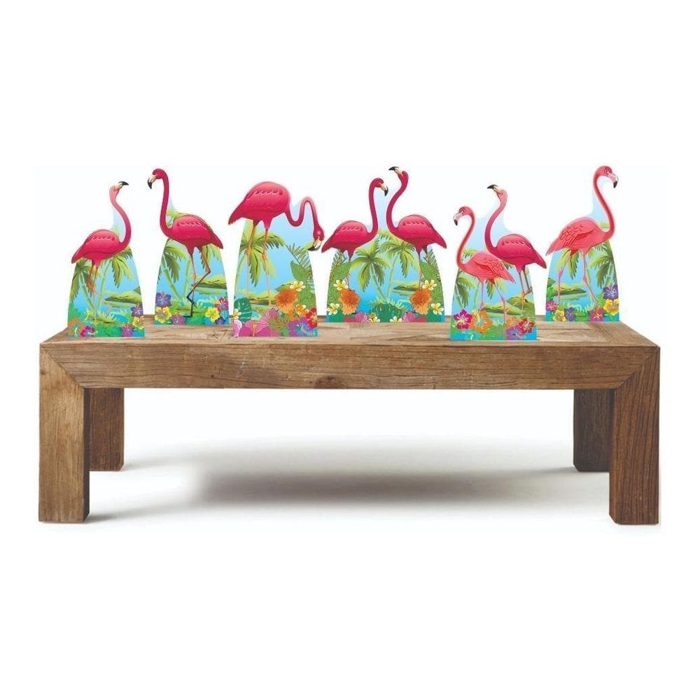 Flamingos Kit 6 Enfeites Decoração Festa Havaiana Totens