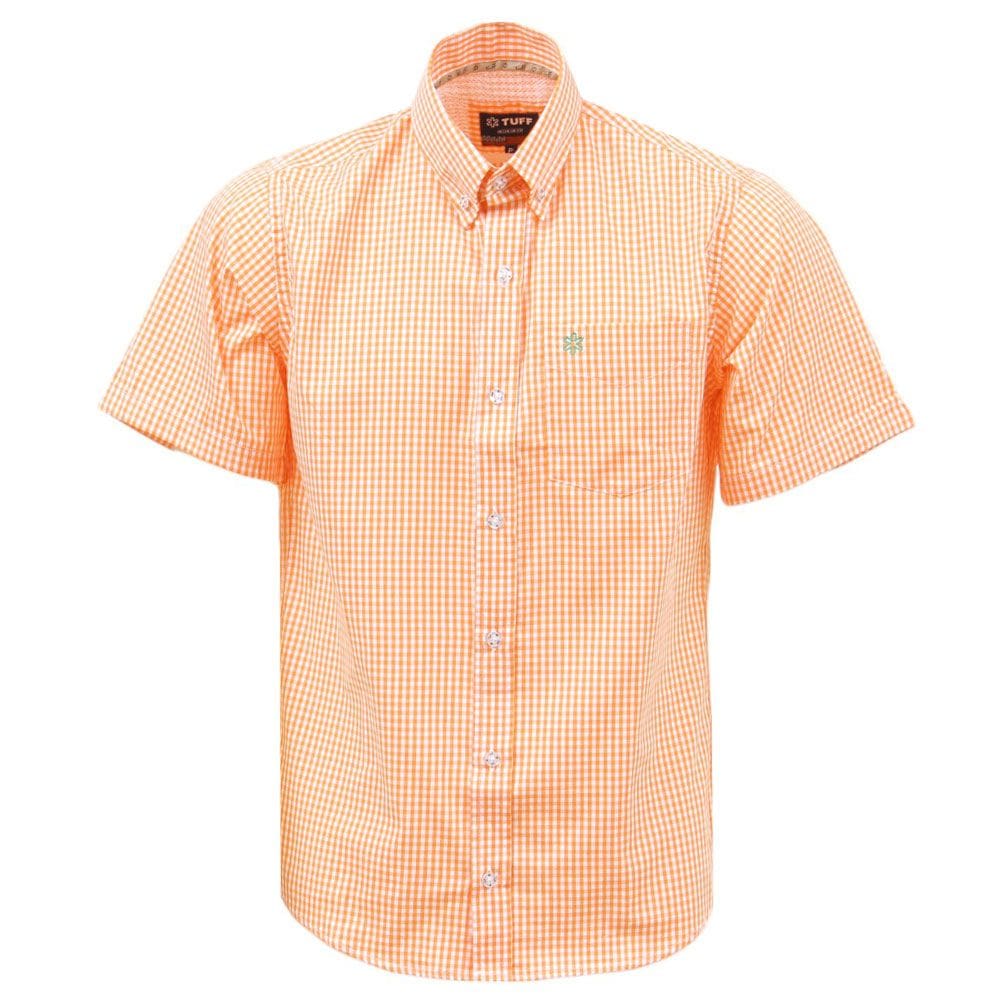 Camisa Masculina Manga Curta Xadrez Laranja Tuff 37615