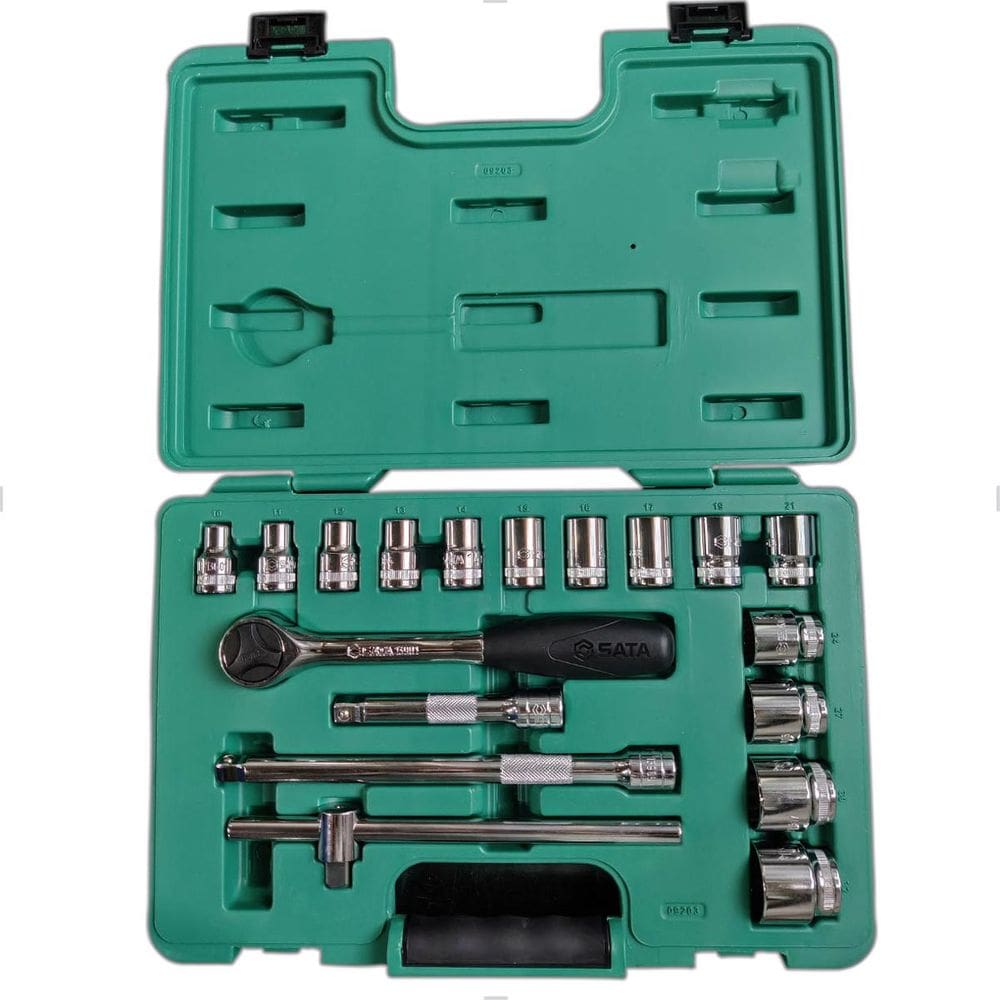 Jogo Soquetes Estriados de 1/2" pol com 18 peças ST09203SJ Sata