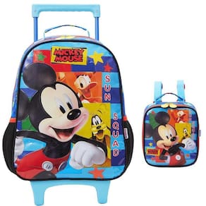 Kit Mochila Escolar Mickey Disney Rodinha G Com Lancheira