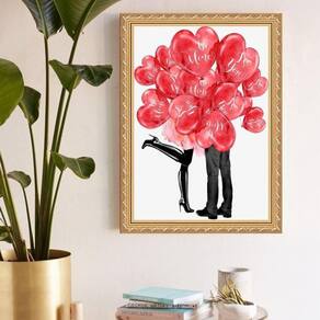 Quadro Decorativo Enamorados 45X34Cm - Com Vidro