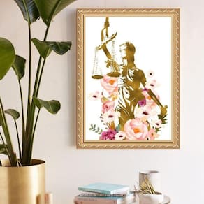 Quadro Decorativo Justiça Floral Aquarela 24X18Cm - Vidro