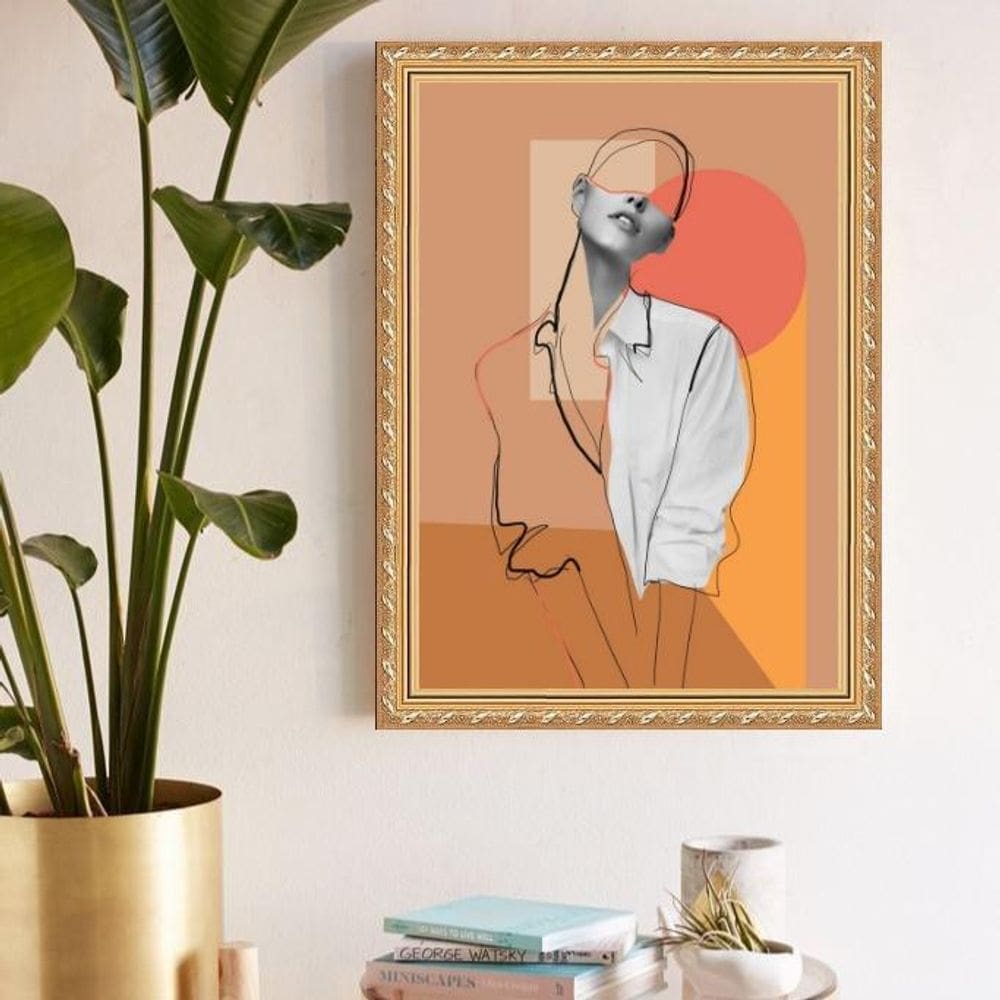 Quadro Decorativo Mulher Abstrato 45X34Cm