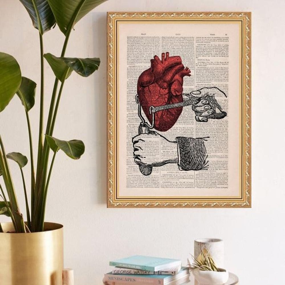 Quadro Decorativo Coração Vintage 24X18Cm