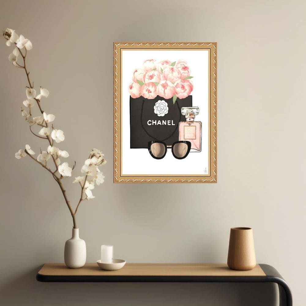 Quadro Decorativo Chanel Flores 24X18Cm