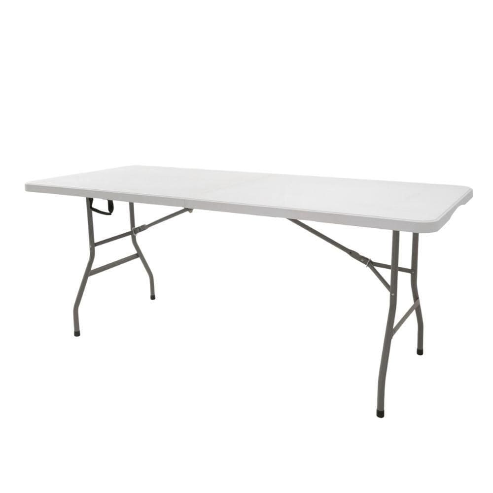 Mesa Dobrável Retangular Cusco Fratini 122 Cm (largura) Tampo Plástico Hdpe Branco Base Aço Carbono