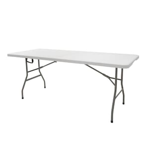 Mesa Dobrável Retangular Cusco Fratini 122 Cm (largura) Tampo Plástico Hdpe Branco Base Aço Carbono