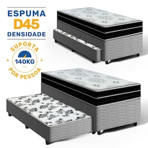 Cama Box com Colchão de Espuma D45 Pillow In Anjos OrtoConfort + Auxiliar de Molas Unique Solteiro 88cm