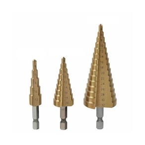 Kit 3 Brocas Escalonadas Profissional Titânio Hss 12-32mm