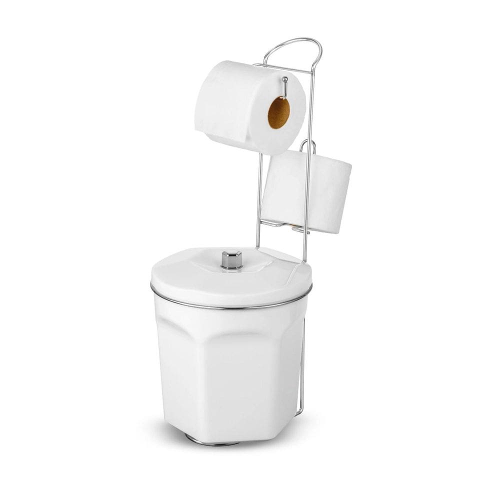 Suporte Para Papel Higiênico Com Lixeira Branca 6L Passerini