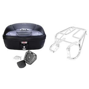 Kit Bau 45L Monolock Givi E450nt + Bagageiro Cromado Cg 1995 Até 1999 Projetil 3667