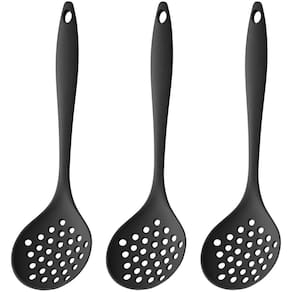 Escumadeira De Silicone Preta Grande Kit 03 Un