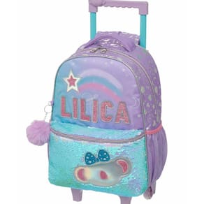 Mochila Rodinhas Lilica Ripilica Lantejoulas Escolar Passeio