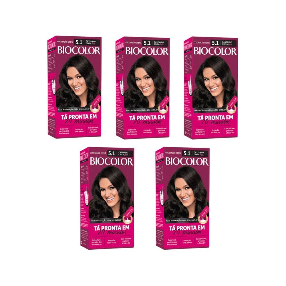 Coloraçao Biocolor Creme 5.1 Castanho Cinza - 5Un