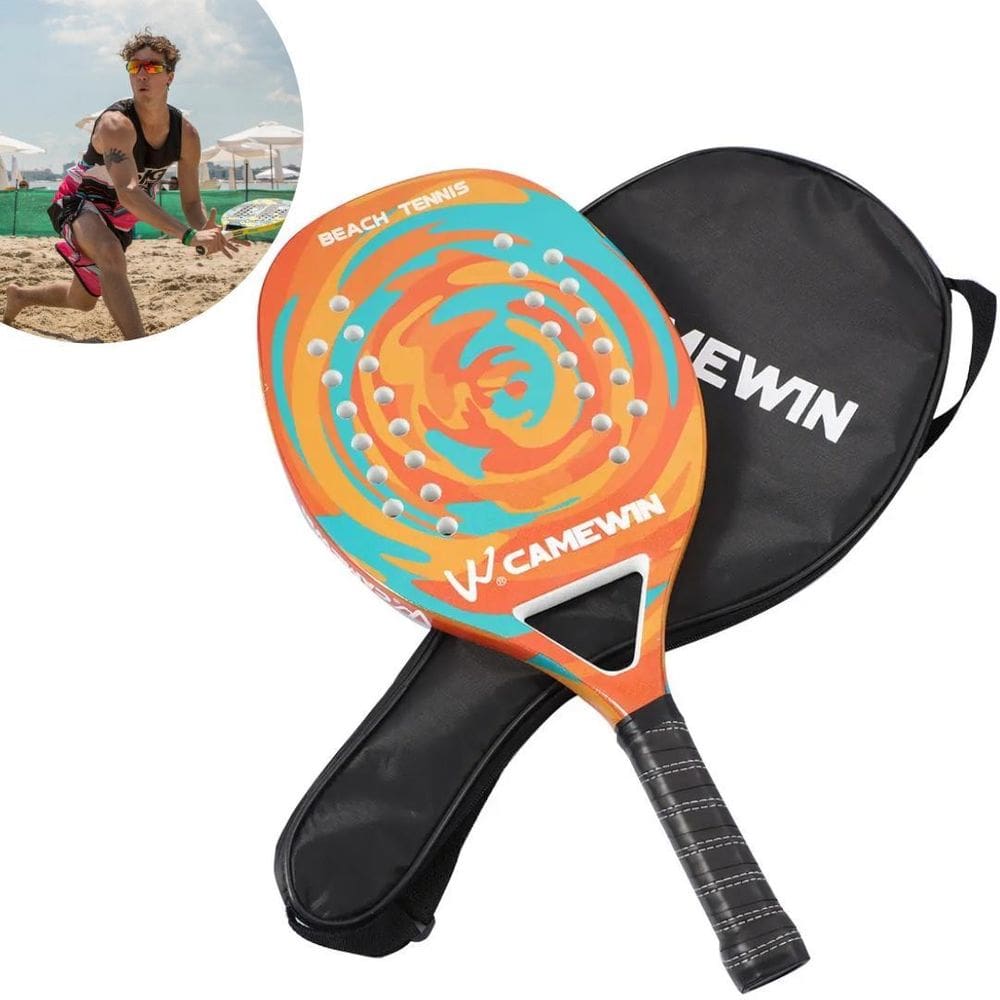 Raquete De Beach Tennis Lelong Cor Laranja E Azul + Capa
