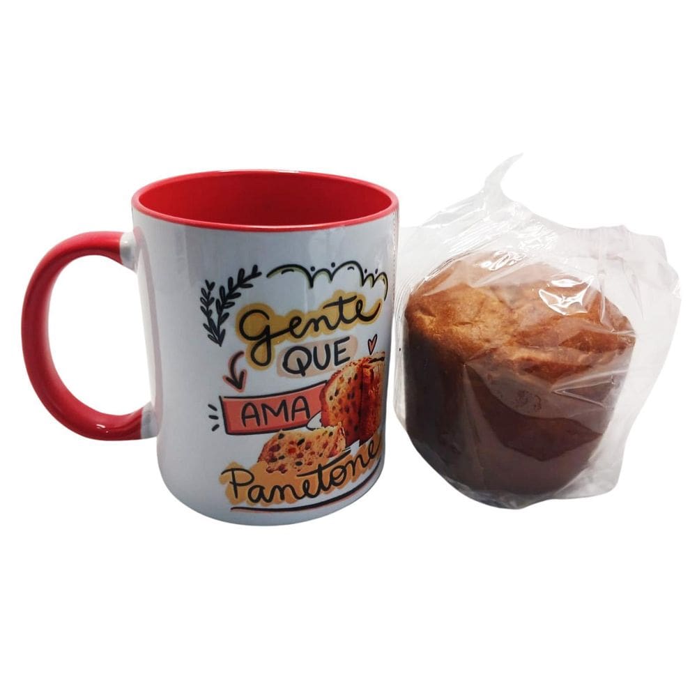 Caneca Vermelha Canetone Gente Que Ama Panetone + Mini