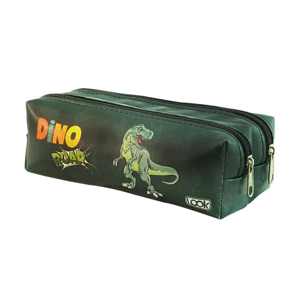 Estojo 2 Divisórias Dino Verde Look