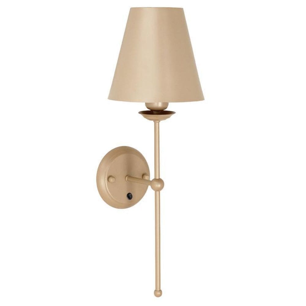 Luminária Arandela Tocheiro Cúpula Metal Botão Champagne