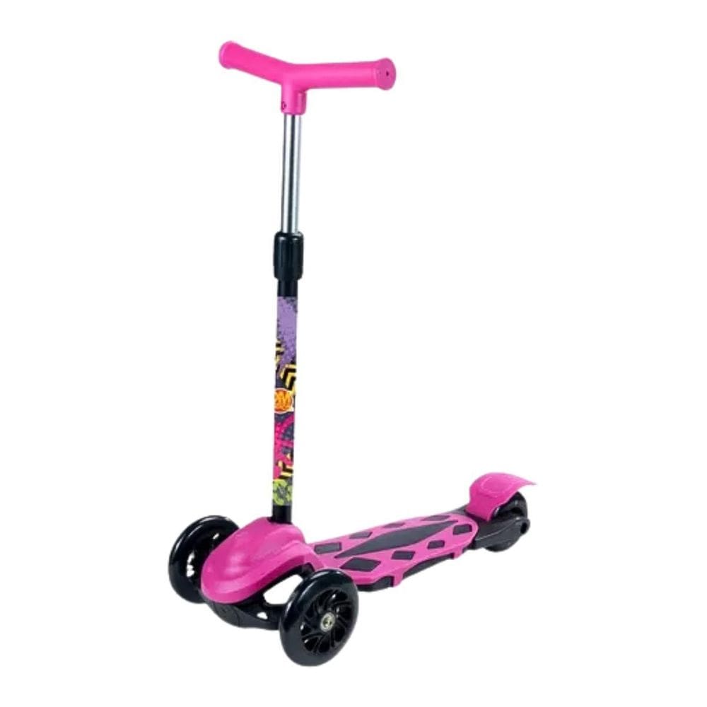 Patinete Com 3 Rodas Radical New Até 40Kg Ajuste Altura Rosa