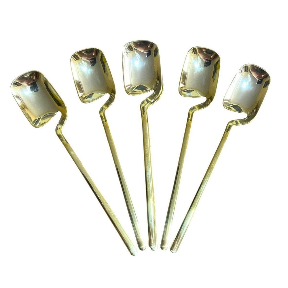 Kit 6 Colheres Sobremesa Vazada Dourada Plástico 14Cm Festa