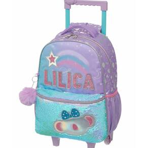 Mochila Rodinhas Lilica Ripilica Lantejoulas Escolar Passeio