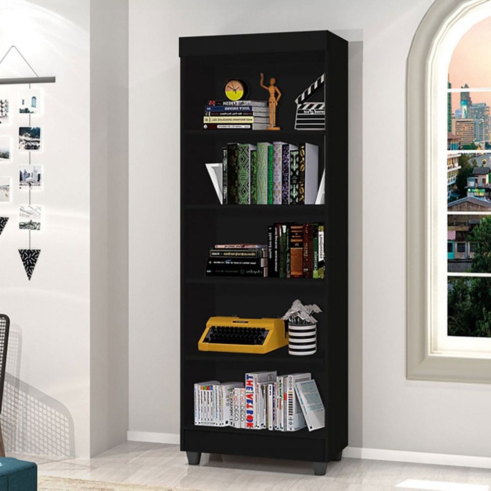 Estante para Livros Aspen 4 Prateleiras Preto - J&a Móveis