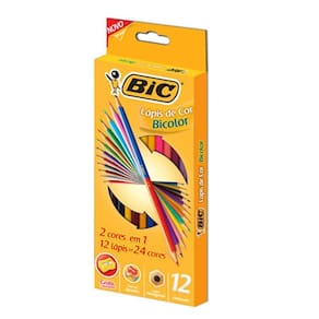 Lápis De Cor Bicolor + 1 Apontador 24 Cores Bic