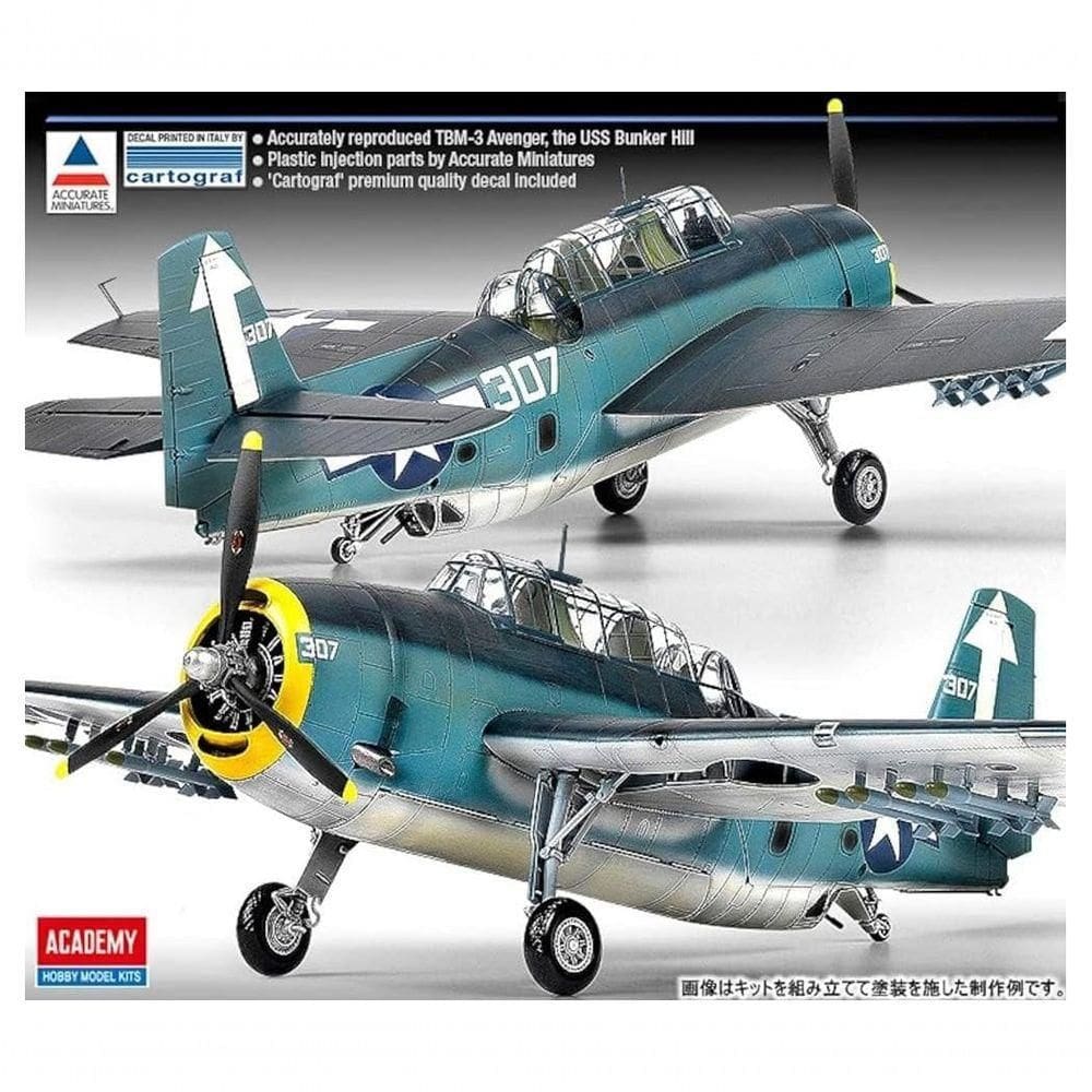 Academy Tbm-3 Uss Bunker Hill - Modelo de Avião Militar 1-48