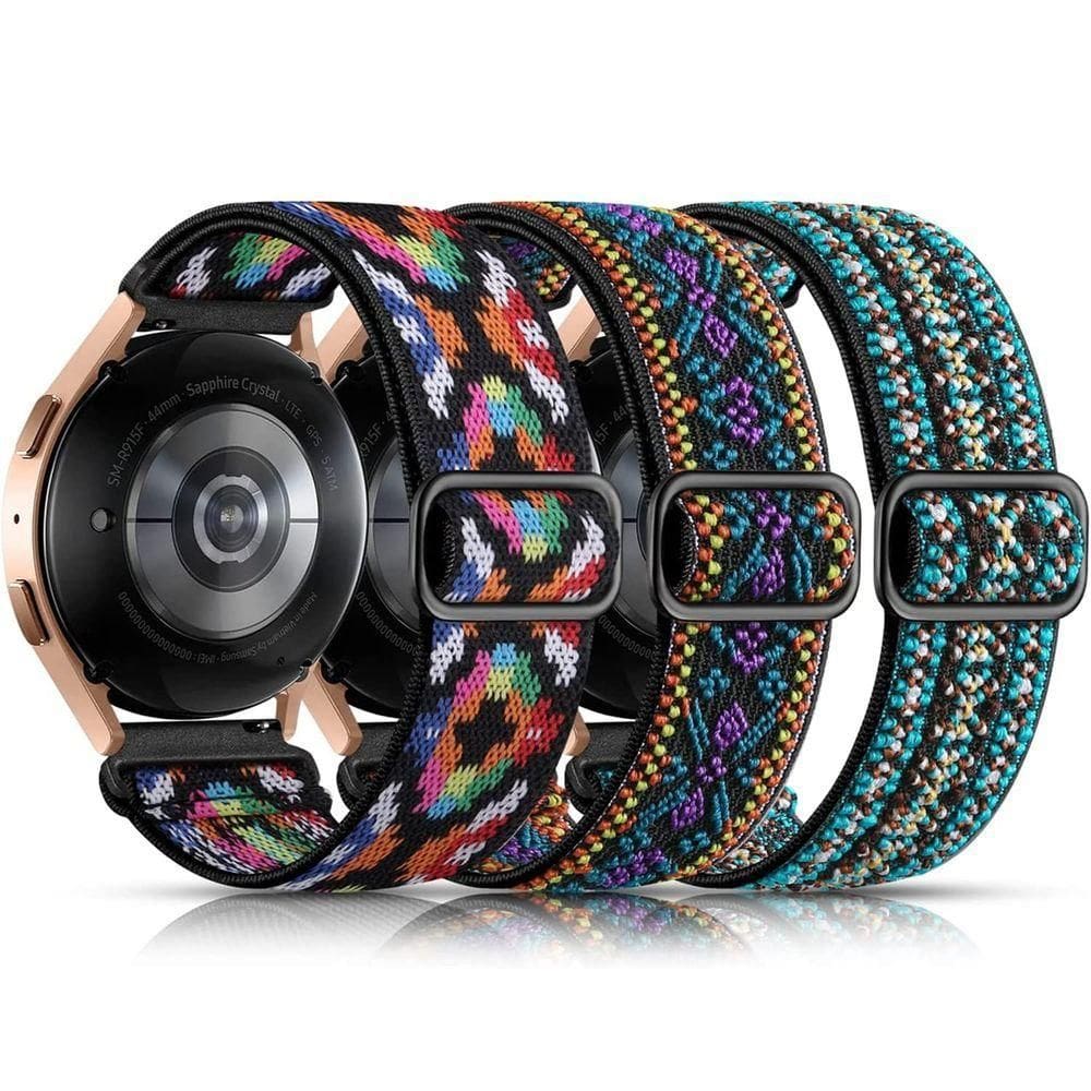 3 Pack Pulseiras Trançadas Compatíveis Com Samsung Galaxy Watch (verde Boho-roxo Boho-colorido Boho)