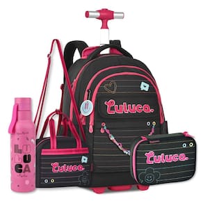 Mochila Escolar Luluca Com Lancheira Estojo Garrafa Térmica
