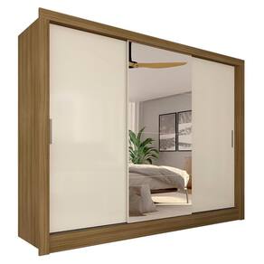 Guarda Roupa Casal Aghata 3 Pts Com Espelho Boreal/off Premium - M.a